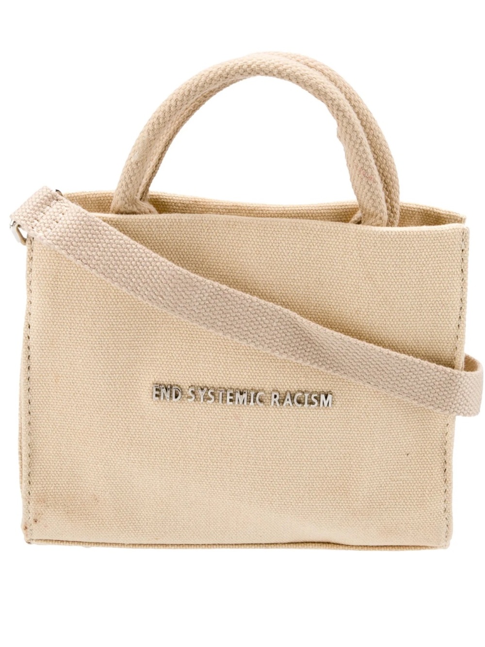 BRANDON BLACKWOOD ESR Canvas Mini Beige Crossbody Top Handle Tote Purse